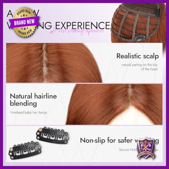 Long Synthetic Hair Topper with Clip-in Bangs for Thinning Hair main image 5
